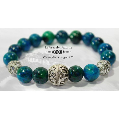 bracelet mala azurite luxe