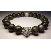 bracelet bouddhiste pierre larvikite gris et argent