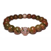 Le bracelet mala luxe perles Unakite vert