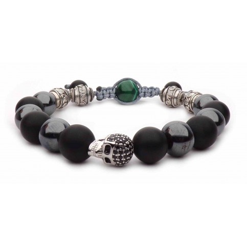 bracelet shamballa tete de mort argent