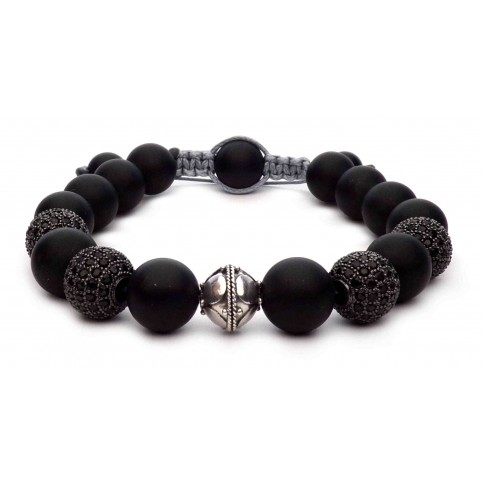 bracelet shamballa noir mat