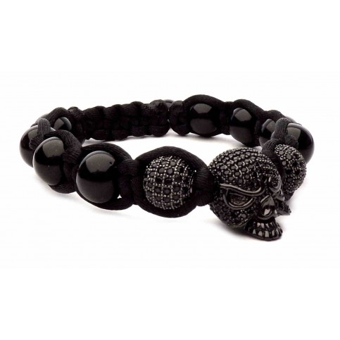 Bracelet tete de mort noir johnny halliday 