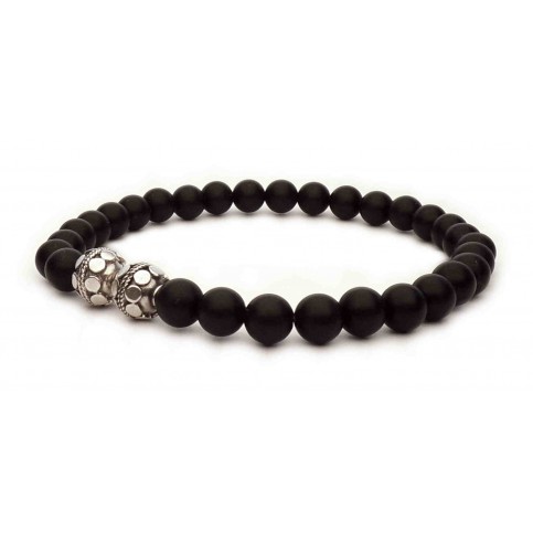 bracelet tibetain noir et argent