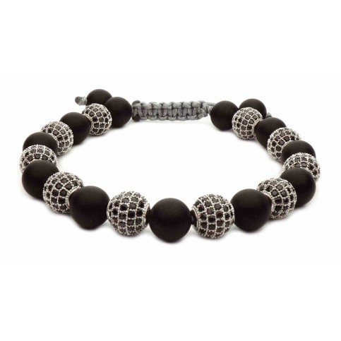 shamballa bracelet perles noir et argent