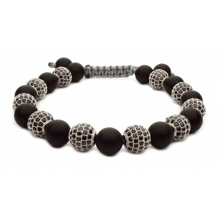 shamballa bracelet perles noir et argent