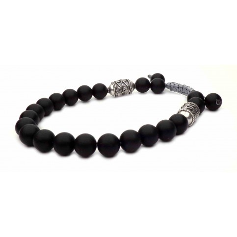 shamballa bracelet perles noir et argent 