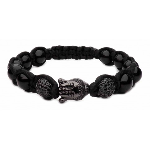 bracelet shamballa tressé noir bouddha 