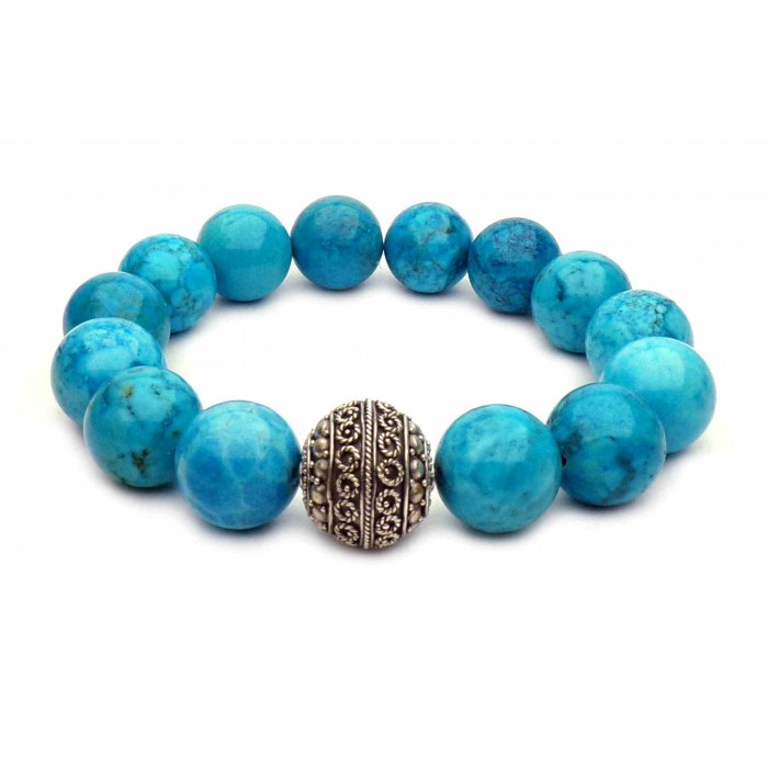 bracelet mala turquoise grosse boules