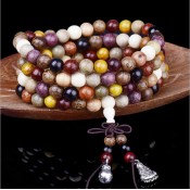 bracelet 108 perles bois multicolores