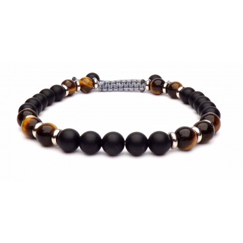 bracelet shamballa onyx et oeil de tigre