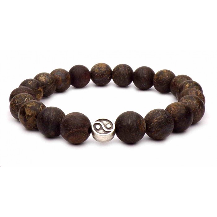 Le bracelet Yin Yang argent et perles en Bronzite