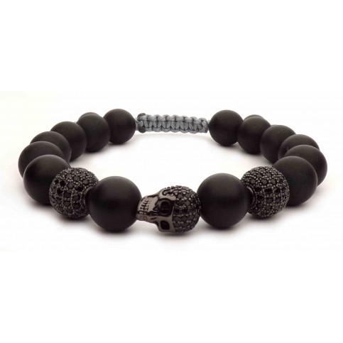 bracelet shamballa tete de mort noir 