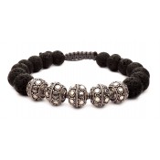 bracelet shamballa pierre de lave boule argent