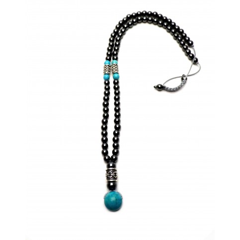 collier viking hematite turquoise