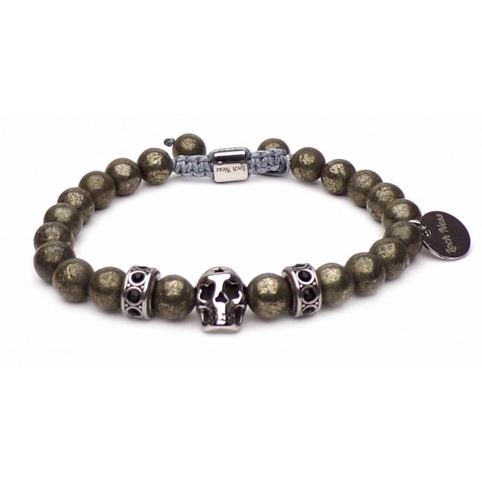 bracelet shamballa skull Pyrite perles