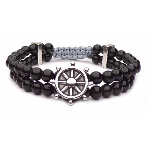 bracelet shamballa double gouvernail acier perles shamballa