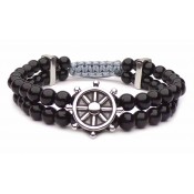 bracelet shamballa double gouvernail acier perles shamballa