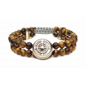 bracelet boussole acier oeil de tigre 