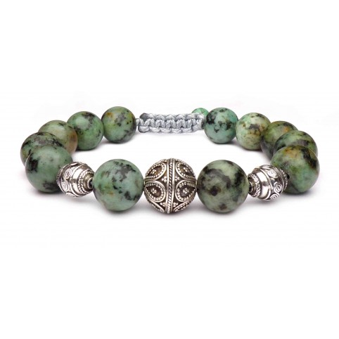 bracelet perles agate africaine vert