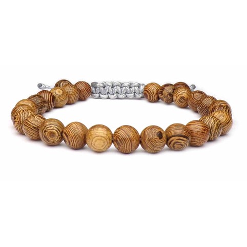 bracelet boules en bois marron