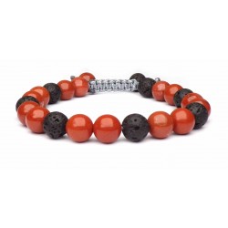 Bracelet shamballa orange Jaspe et lava