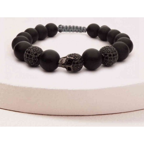 bracelet tibetain tete de mort noir 