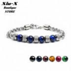 bracelet acier et perles homme