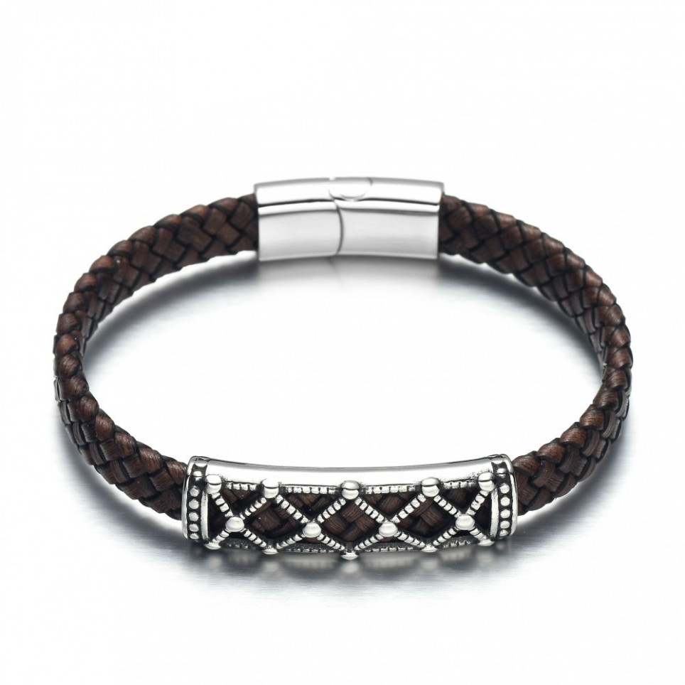 bracelet cuir maron homme