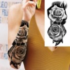 Faux tatouage 3D avec yeux noirs, boussole, pour hommes, adultes, loup, forêt, Art corporel réaliste, papier