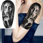 Faux tatouage 3D avec yeux noirs, boussole, pour hommes, adultes, loup, forêt, Art corporel réaliste, papier