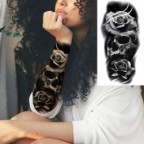 Faux tatouage 3D avec yeux noirs, boussole, pour hommes, adultes, loup, forêt, Art corporel réaliste, papier