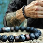 Bracelet en pierre de lave volcanique et bois pour homme