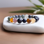 Bracelet élastique avec un mélange de perles en gemmes naturelles