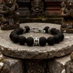 bracelet pierre noir et argent
