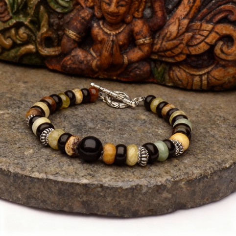 bracelet pierre homme et argent style Bali