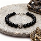 bracelet perles noir Onyx homme