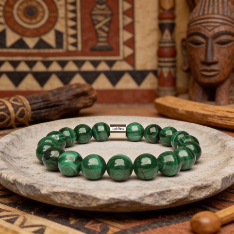 bracelet perles rondes en Malachite du Congo