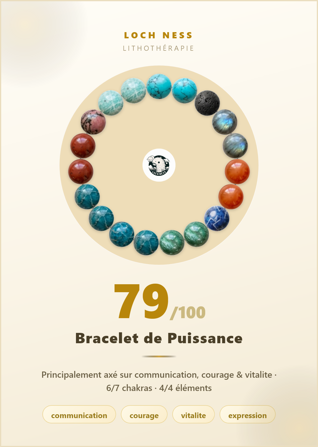 Bracelet Apatite Bleue et Turquoise : Communication et Courage | Loch Ness Paris
