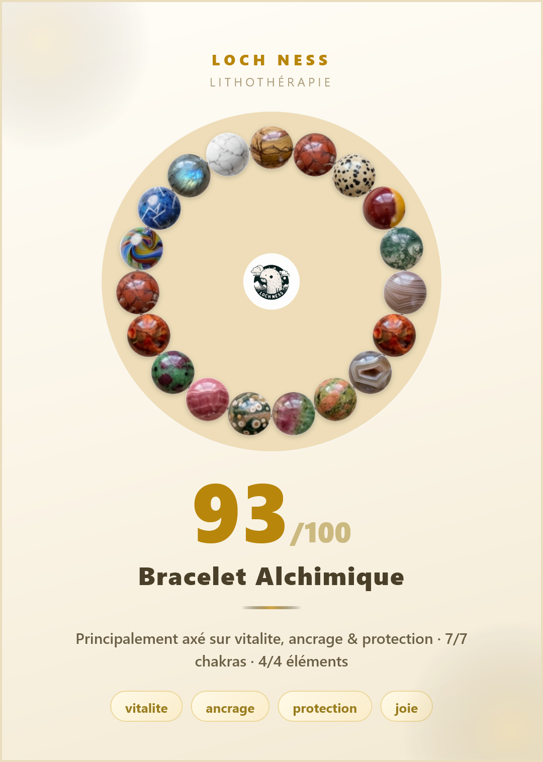 Bracelet Jaspe Bréchique &amp; Agate de feux : Vitalite et Ancrage | Loch Ness Paris