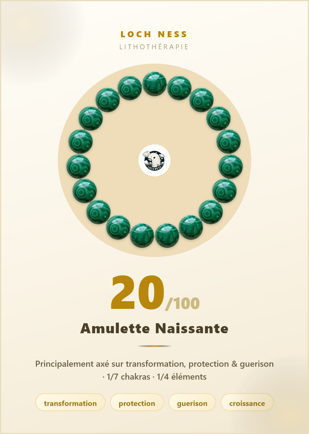 Bracelet Malachite : Transformation et Protection | Loch Ness Paris