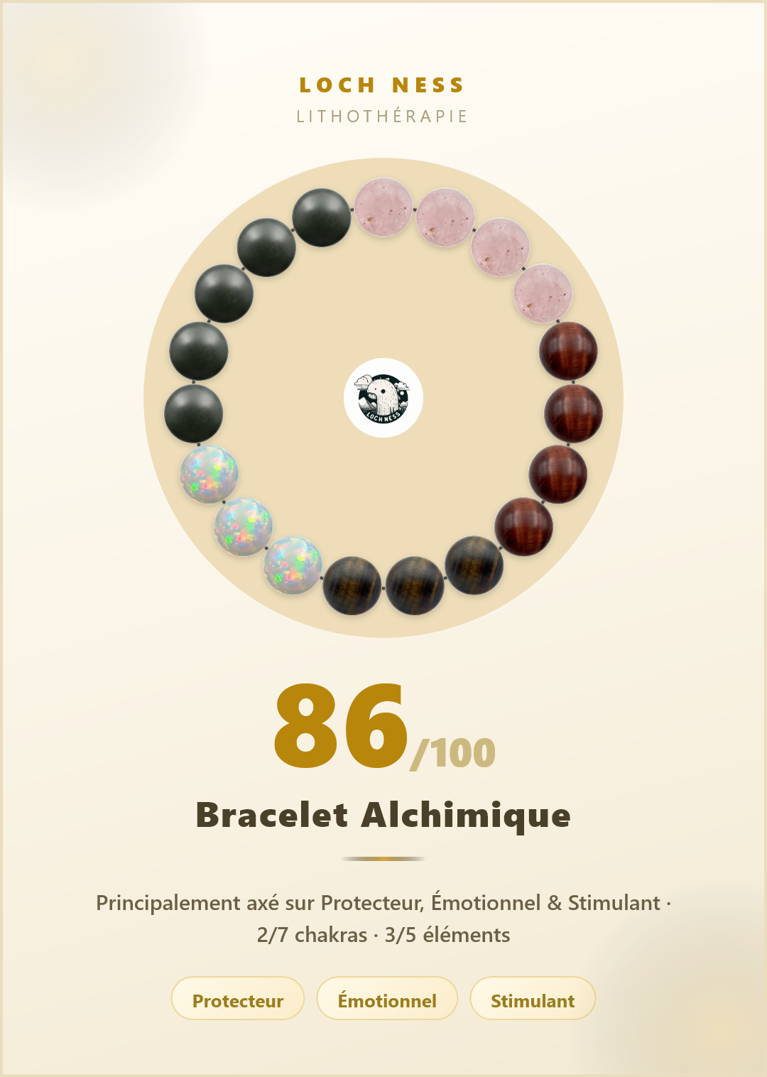 Bracelet Onyx matte et Morganite : Protecteur et Émotionnel | Loch Ness Paris