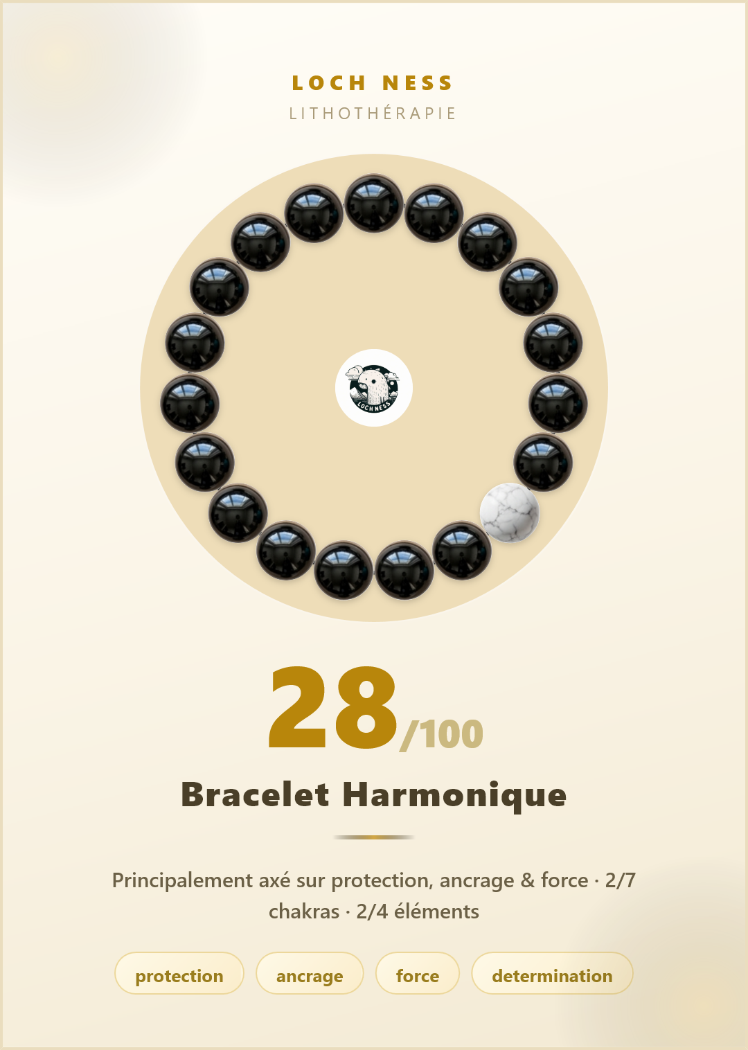 Bracelet Onyx Noir &amp; Howlite · Protection et Ancrage | Loch Ness Paris
