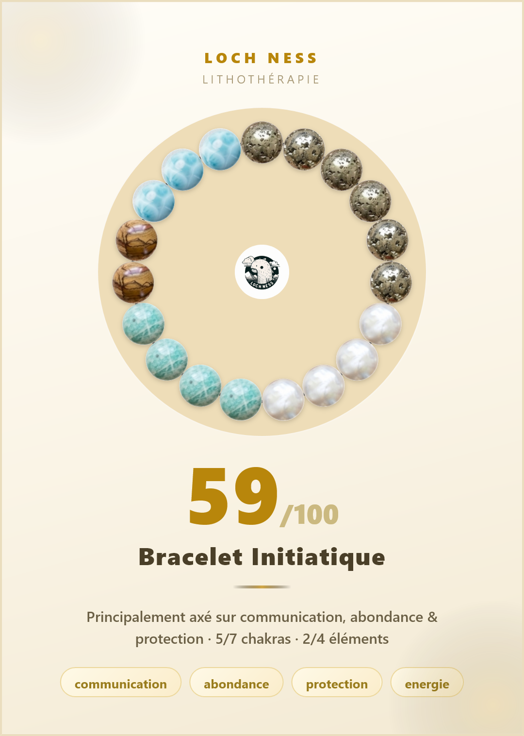 Bracelet Pyrite &amp; Perle Eau Douce · Communication et Abondance | Loch Ness Paris