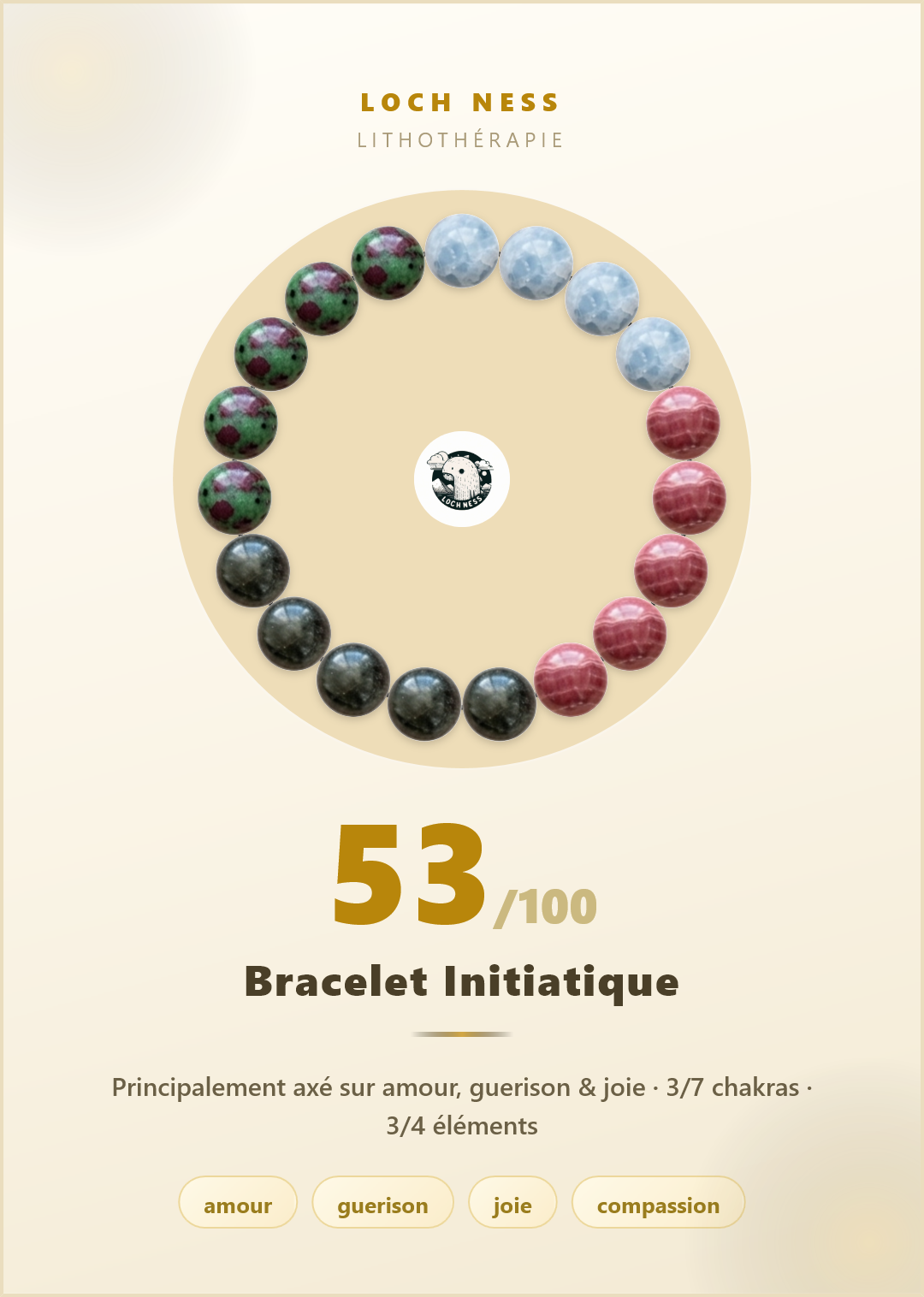 Bracelet Rhodochrosite &amp; Tourmaline · Amour et Guerison | Loch Ness Paris