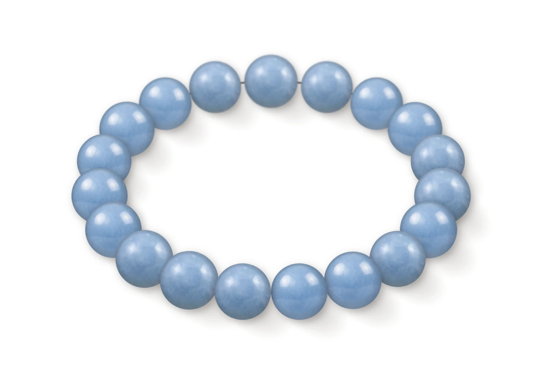 Angelite bracelet in natural stone beads, perspective view