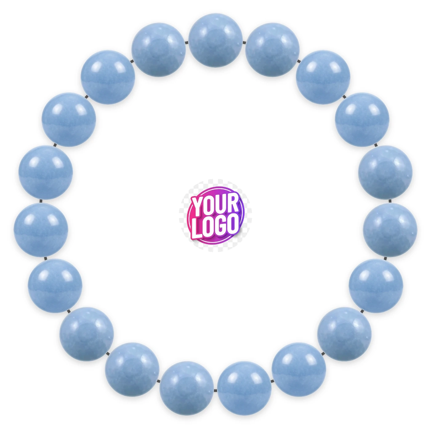 Angelite bracelet in natural stone beads, laid flat
