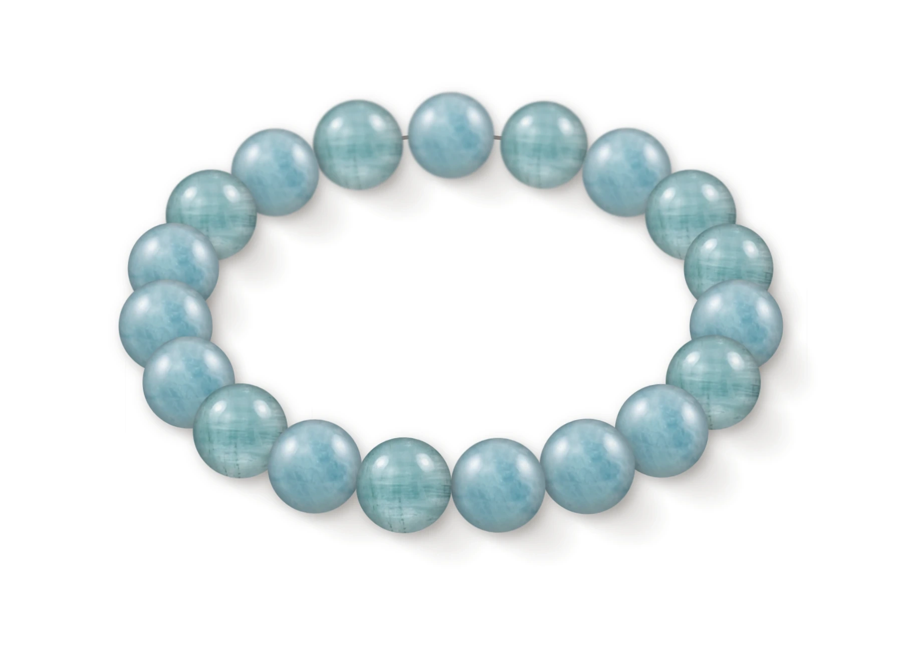 Aquamarine bracelet in natural stone beads, perspective view
