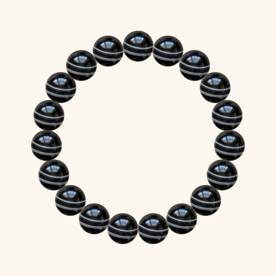 Pulsera de Ágata negra, hecha a mano por encargo