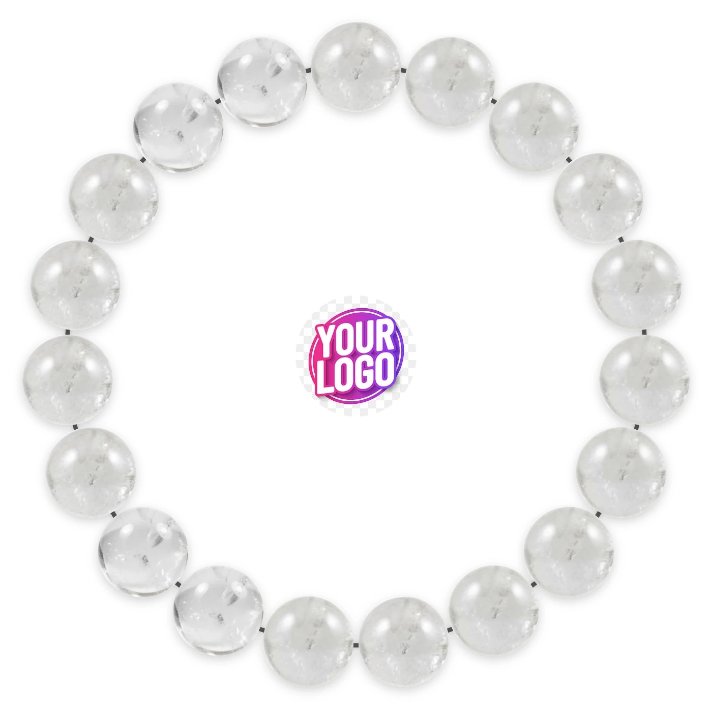 Clear Quartz bracelet in natural stone beads, laid flat