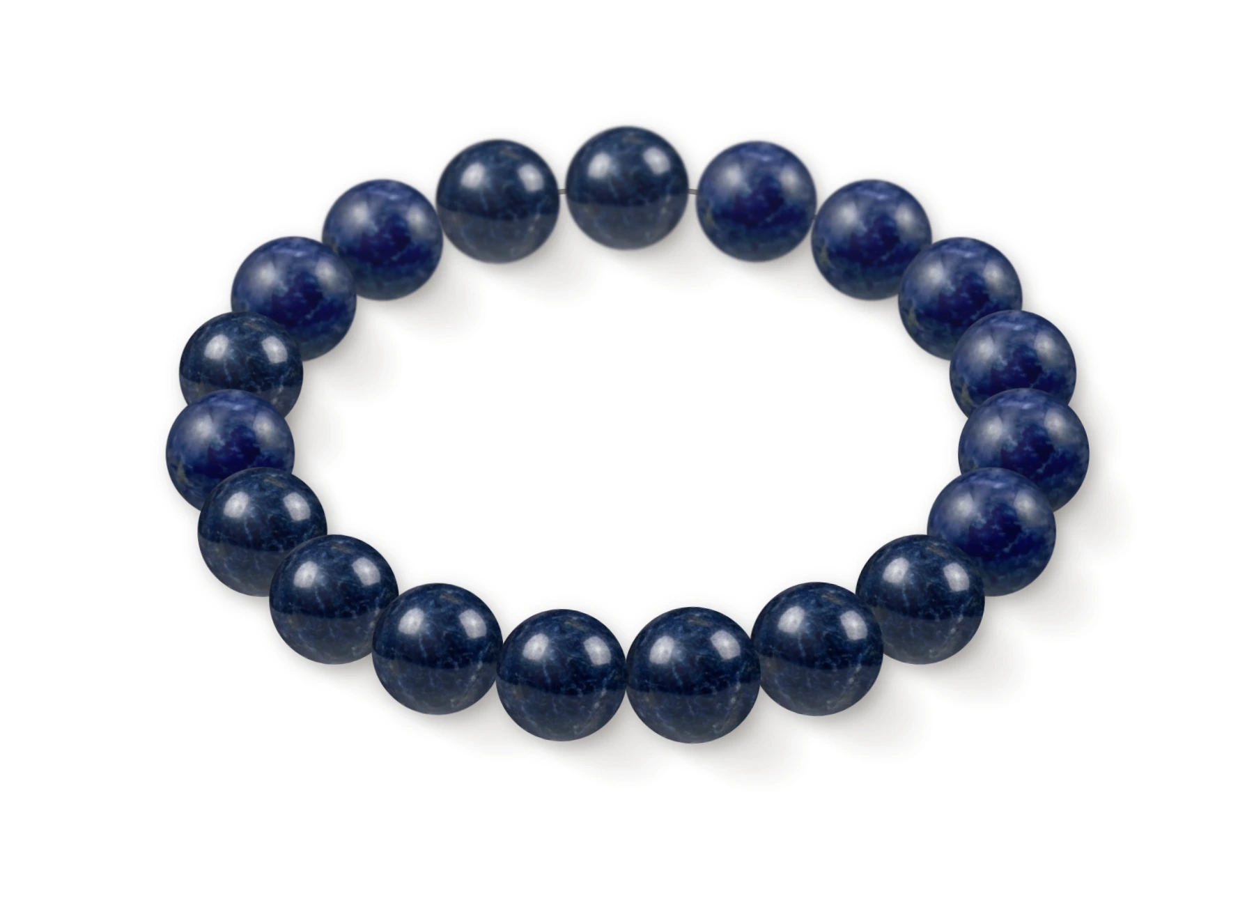 Dumortierite bracelet in natural stone beads, perspective view